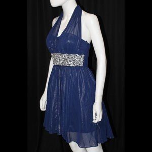City Studio Shimmery Dark Blue Prom Dress